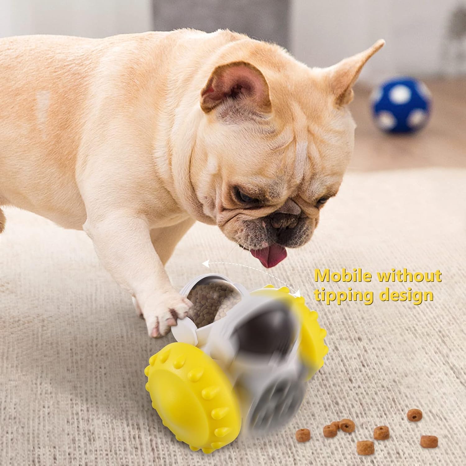 Ckbuity Interactive Dog Treat Ball, Dog Puzzle Toys Feeder Ball Puppy Slow Feeder For Boredom, Indestructible Giggle Ball Dog Toys For Medium Dogs, Fun Puppy Chew Training Toy, Pets LOVE It (Yellow)-2