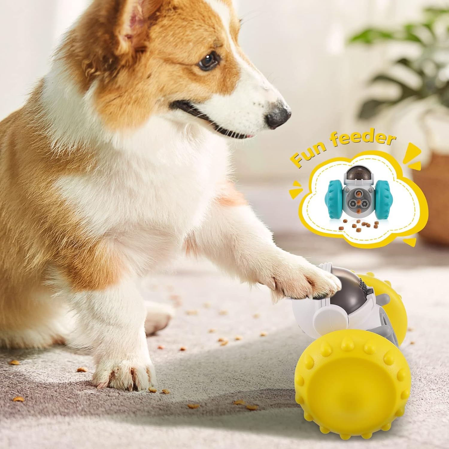 Ckbuity Interactive Dog Treat Ball, Dog Puzzle Toys Feeder Ball Puppy Slow Feeder For Boredom, Indestructible Giggle Ball Dog Toys For Medium Dogs, Fun Puppy Chew Training Toy, Pets LOVE It (Yellow)-6