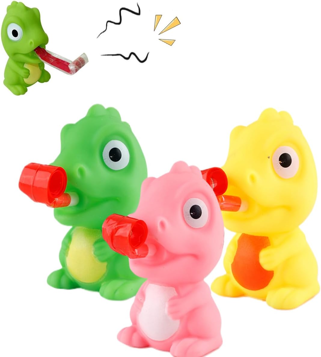 3 Pack Creative Squeeze Toys Dinosaurs with Tongue Sticking Out, Funny, Party Favor, Novelty Relief Squeeze Toys Funny Gags Gifts for Kids Adults ,Sensory Toys with Sound-0