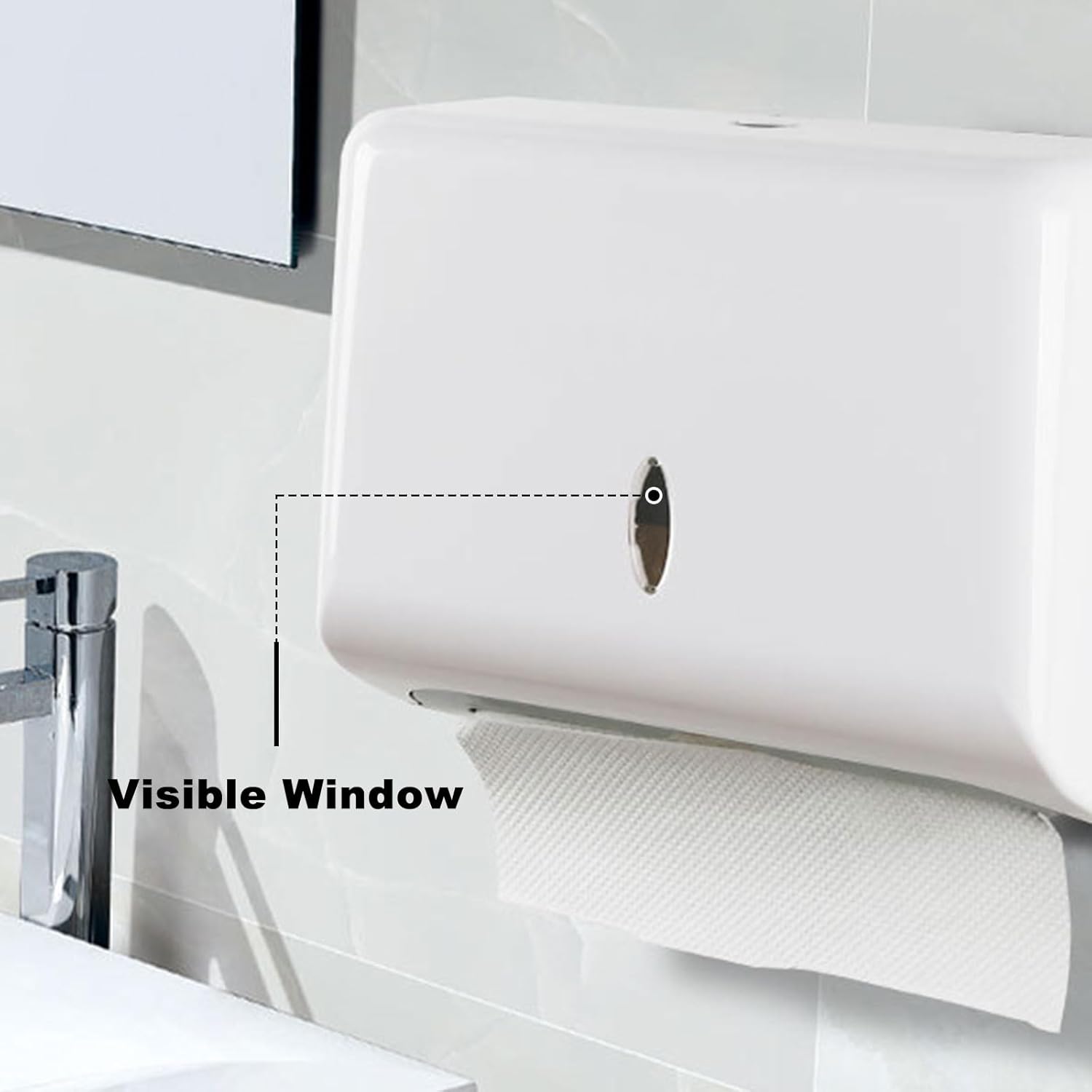 Oungy Paper Towel Dispenser, Hand Towel Dispenser Wall Mounted, C-Fold/Multifold Paper Hand Towel Commercial Paper Hand Towel Dispenser for Bathroom, Kitchen, Resturant (Hold 200 Paper, White)-4