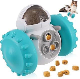 Ckbuity Interactive Dog Treat Ball, Dog Puzzle Toys Feeder Ball Puppy Slow Feeder For Boredom, Indestructible Giggle Ball Dog Toys For Medium Dogs, Fun Puppy Chew Training Toy, Pets LOVE It(Blue)