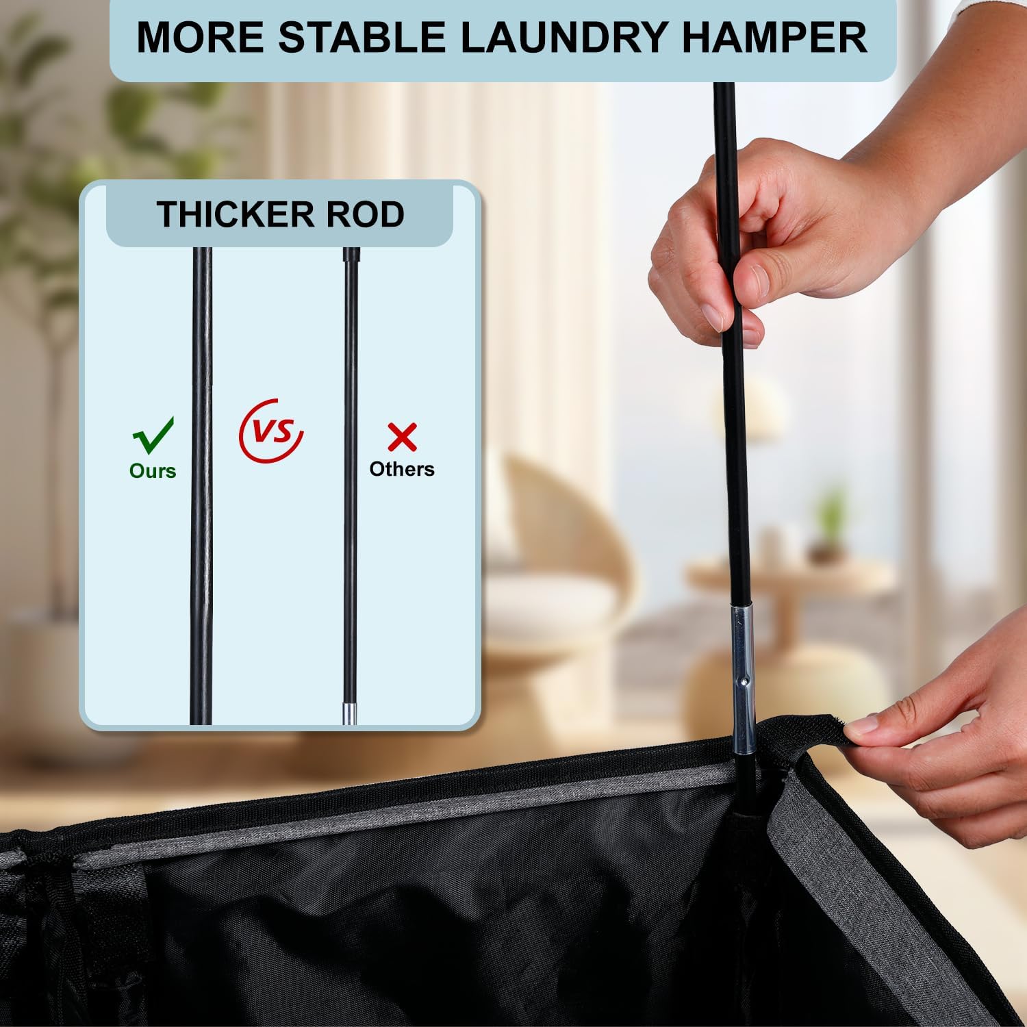 150L Laundry Basket with Lid - Laundry Hamper with Removable Bags, Foldable Laundry Bin Washing Basket for Bedroom, Bathroom, Dorm, Laundry Room-7