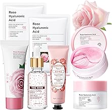 INBOLM Skincare Set Skincare for Kids 6 PCS ,Glowing Beauty Skincare Kit Skin Care Sets Kits Teenage Skincare Set Products to Cleanse Rose Hyaluronic Acid Pamper Gifts