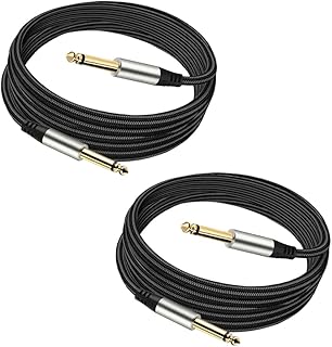 Tavsou Pack of 2 Guitar Cables 1/4 Inch Instrument Cable with 6.33mm Straight TS Jack (2 M - 2 Pack)