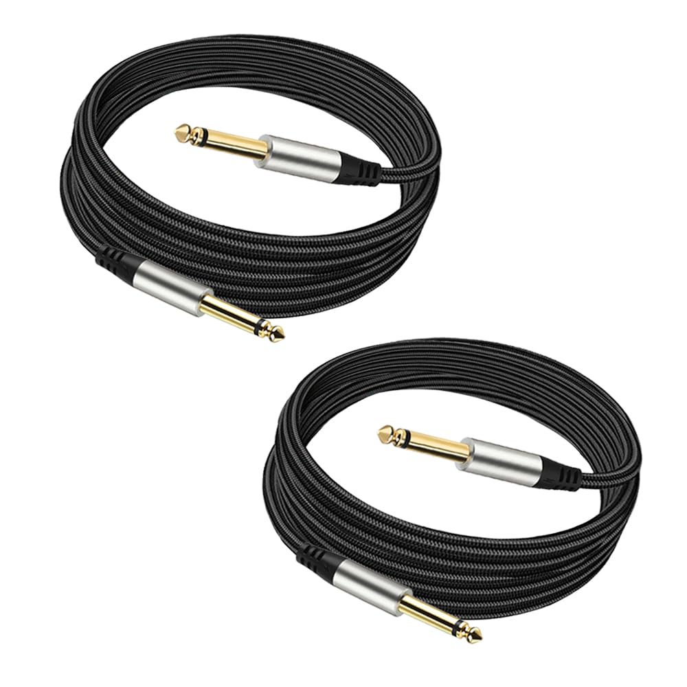 Tavsou Pack of 2 Guitar Cables 1/4 Inch Instrument Cable with 6.33mm Straight TS Jack (2 M - 2 Pack)-0