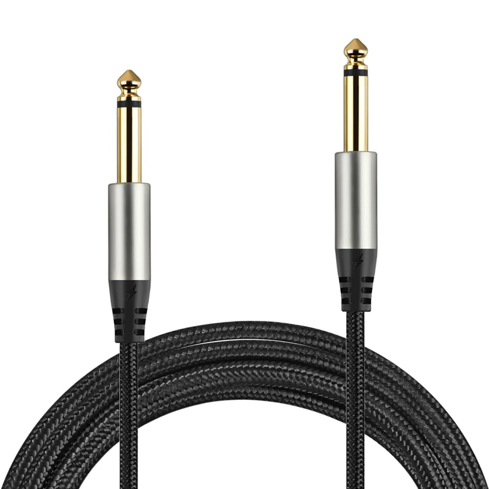 Tavsou Pack of 2 Guitar Cables 1/4 Inch Instrument Cable with 6.33mm Straight TS Jack (2 M - 2 Pack)-1