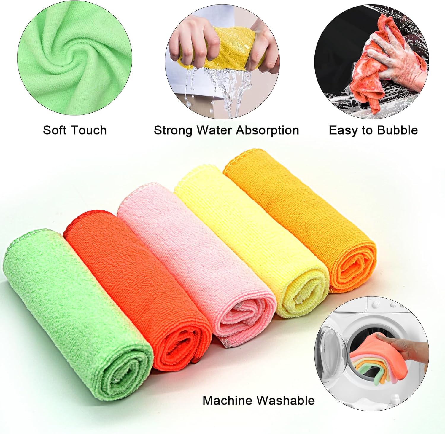 10 Pcs Microfibre Cleaning Cloth + Wire Dishwashing Rags Set, Microfibre Cloths Multipack, Kitchen Towels, Dish Cloths for Washing Up, Car Cleaning Cloths, Glass Cleaning Cloth, Window Cleaning Cloths-4