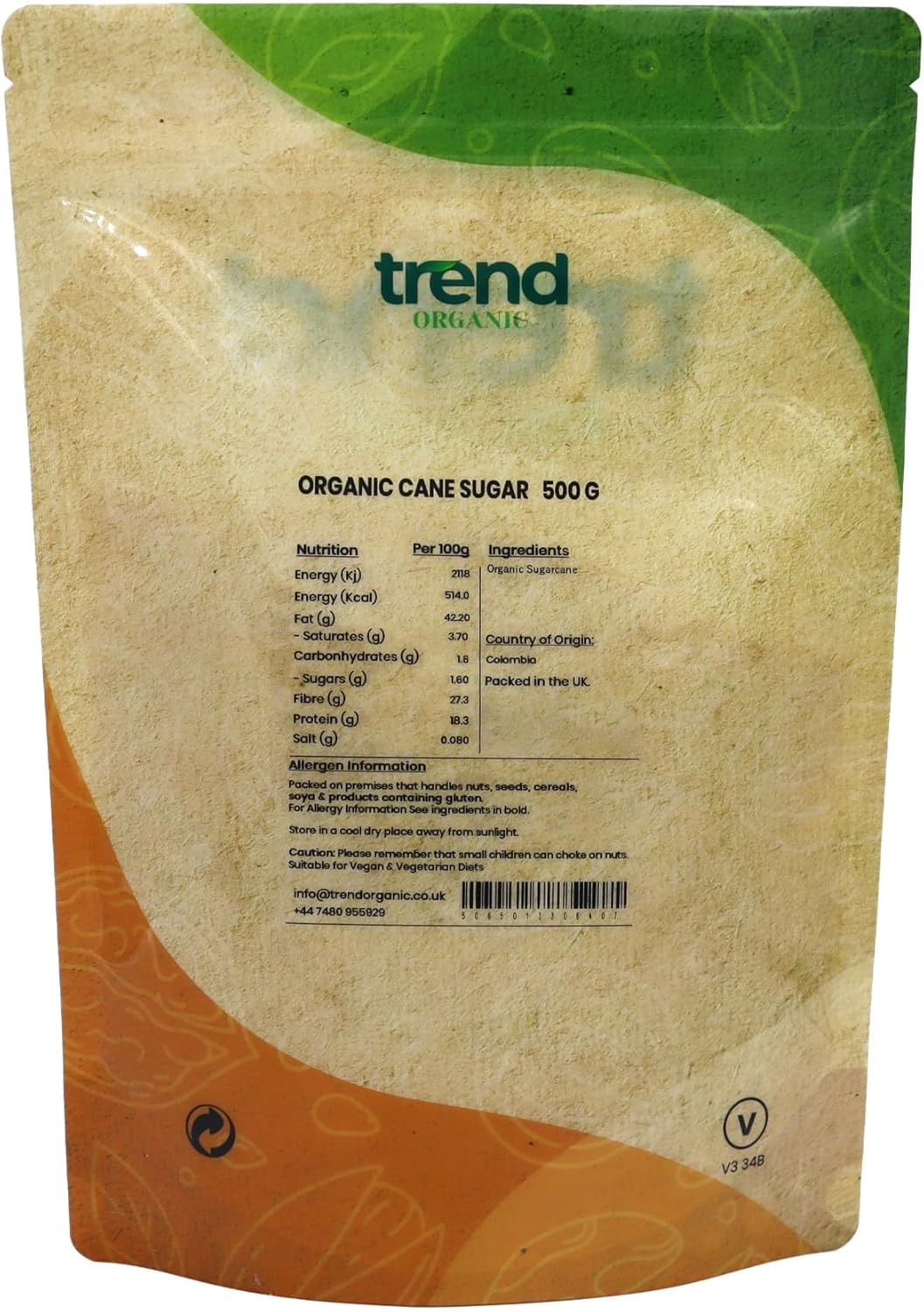 Trend Organic Cane Sugar Ideal for Sweetening Your Culinary Creations - Certified Organic Sweetness, Pure, Unrefined, and Sustainably Sourced - Vegan, Non-GMO, No Additives, No Preservatives, 500g-2