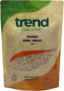 Trend Organic Pearl Barley Grains, Nutrient-Rich Convenience for Quick-Cooking, Rich in Protein & Fibre, Certified Organic, Sustainably Sourced, Vegan, Non-GMO, No Additives No Preservatives, 1kg