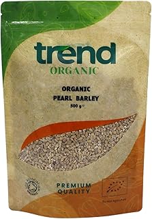 Trend Organic Pearl Barley Grains, Nutrient-Rich Convenience for Quick-Cooking, Rich in Protein & Fibre, Certified Organic, Sustainably Sourced, Vegan, Non-GMO, No Additives No Preservatives, 1kg