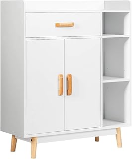 GiantexUK Kitchen Storage Sideboard, Freestanding Buffet Cabinet with Doors, Drawers, Adjustable Shelves & Anti-Toppling Device, Wooden Cupboard Organizer for Dining Living Room Hallway