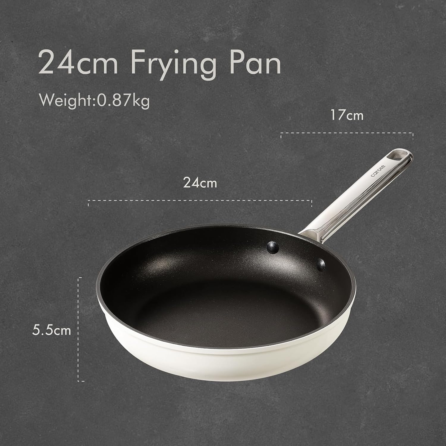 CAROTE Stainless Steel 24cm Frying Pan Skillet, NonStick Fry Pan Egg Pan Omelet Pans, Dishwasher/Oven Safe, Cookware Chef's Pan, PFOA PTFE Free Compatible with All Stovetops-1