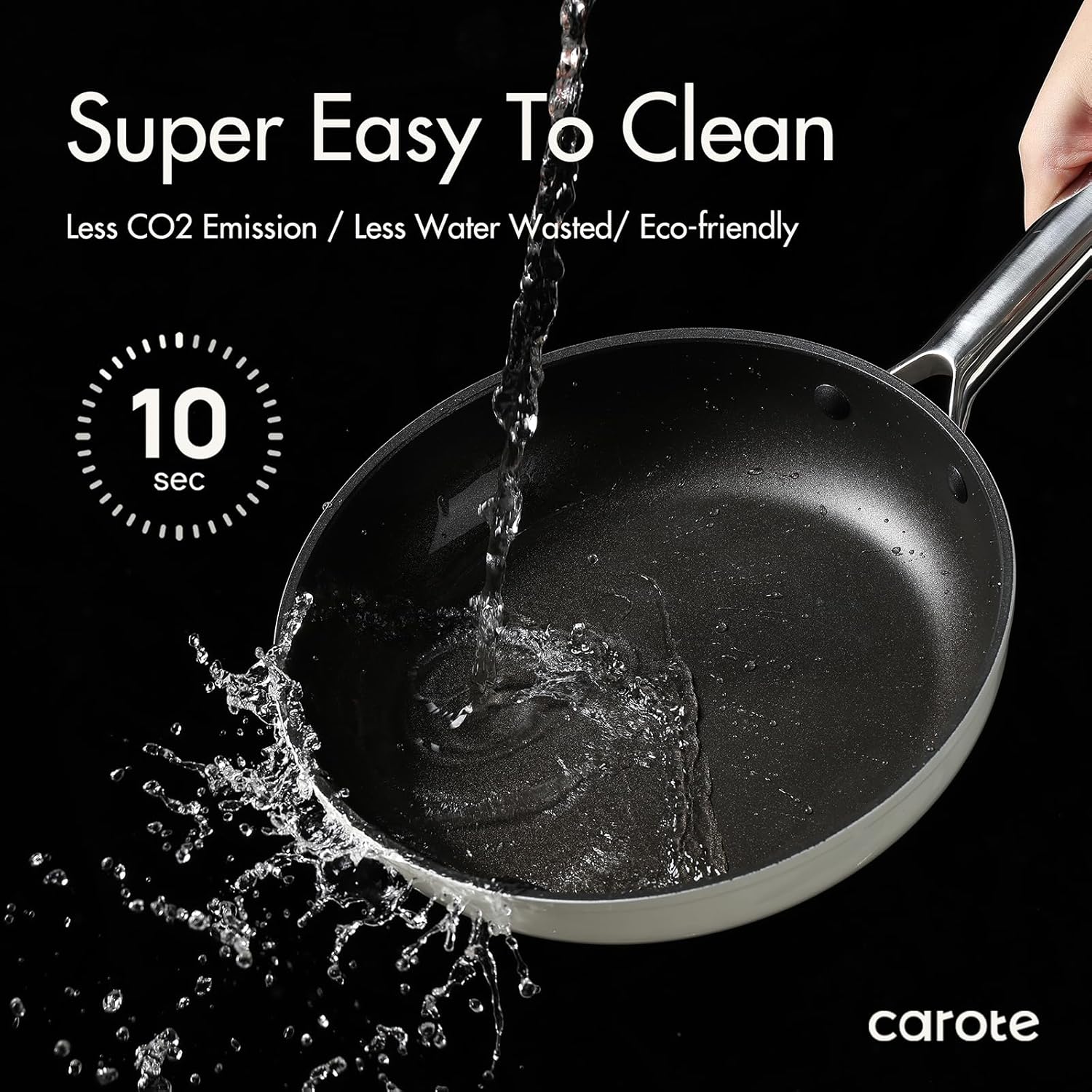 CAROTE Stainless Steel 24cm Frying Pan Skillet, NonStick Fry Pan Egg Pan Omelet Pans, Dishwasher/Oven Safe, Cookware Chef's Pan, PFOA PTFE Free Compatible with All Stovetops-6