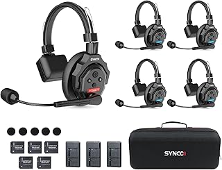 SYNCO Wireless Intercom Headset, XTALK X5 2.4GHz Full Duplex Wireless Headset 24H 350M/1148FT Communication with Real-time Monitoring, Headset Intercom System