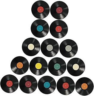 HOMSFOU 16pcs Vinyl Record Decoration Sticker for Home Record Decor Vintage Fake Records Wall Sticker Home Decorative Accessories Coffee Bar Album Fake Records Sticker