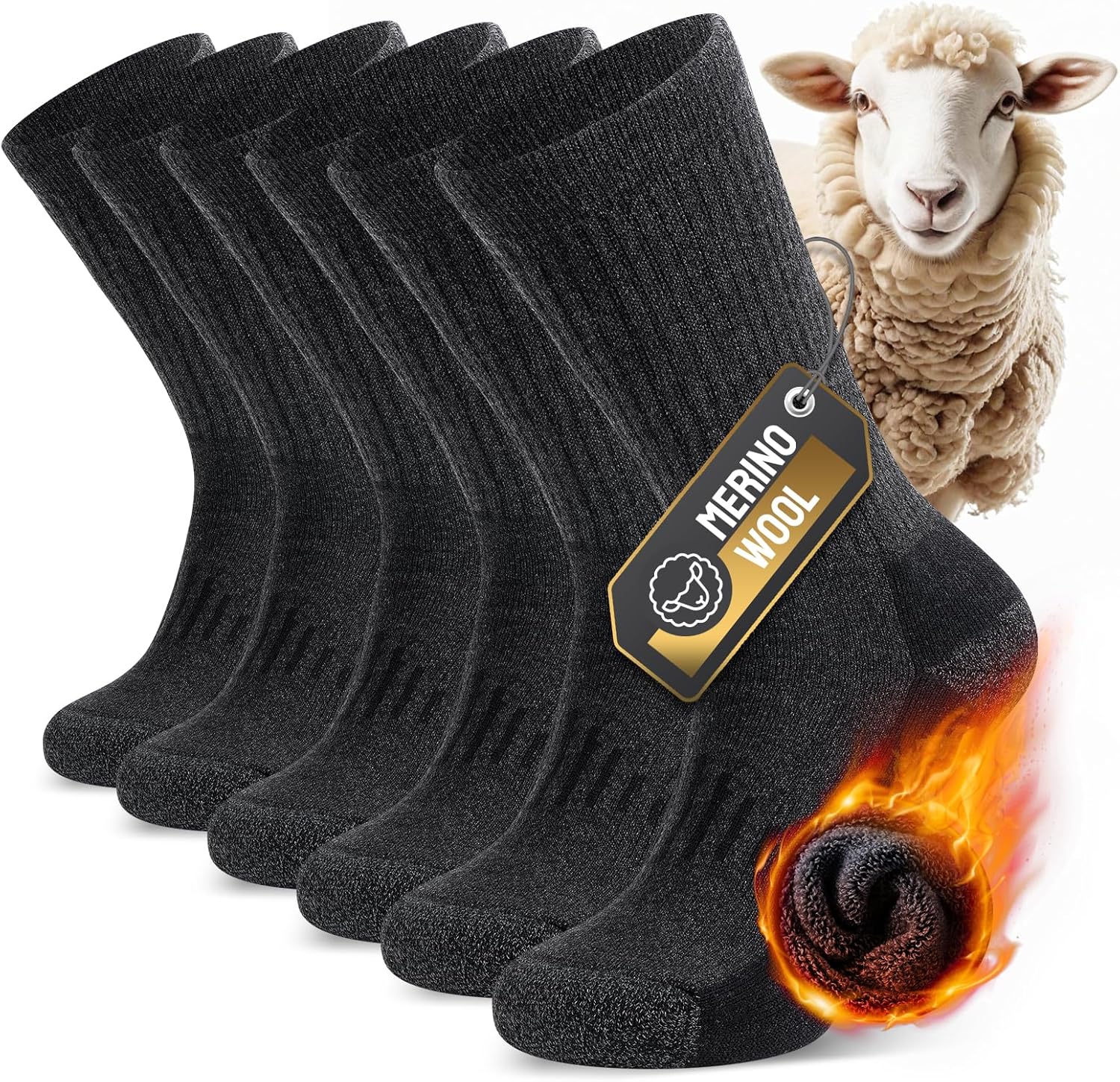 TIBISI Thermal Mens Socks Women,Merino Wool Socks,Warm Winter Thick Socks,Work Socks,Running Sports Hiking Walking Trainer socks Wool Socks- 3 pairs-0