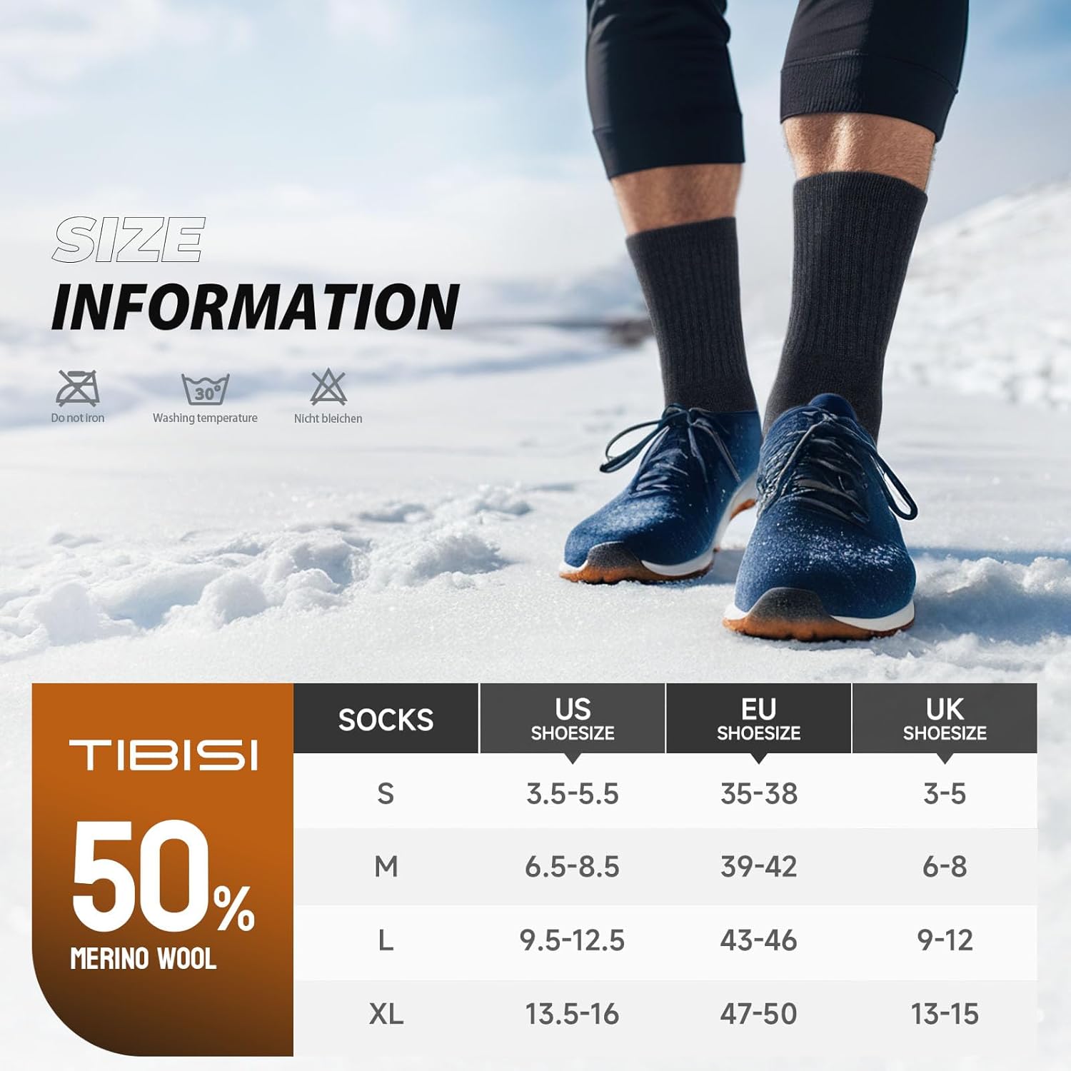 TIBISI Thermal Mens Socks Women,Merino Wool Socks,Warm Winter Thick Socks,Work Socks,Running Sports Hiking Walking Trainer socks Wool Socks- 3 pairs-6