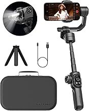 AOCHUAN Gimbal Stabilizer for Smartphone, 3-Axis Industry-Standard Gimbal w/360°Rotation, Phone Gimbal Stabilizer Built-in Extension Rod, Professional Gimbal w/Fill Light for iPhone/Android-Smart S2