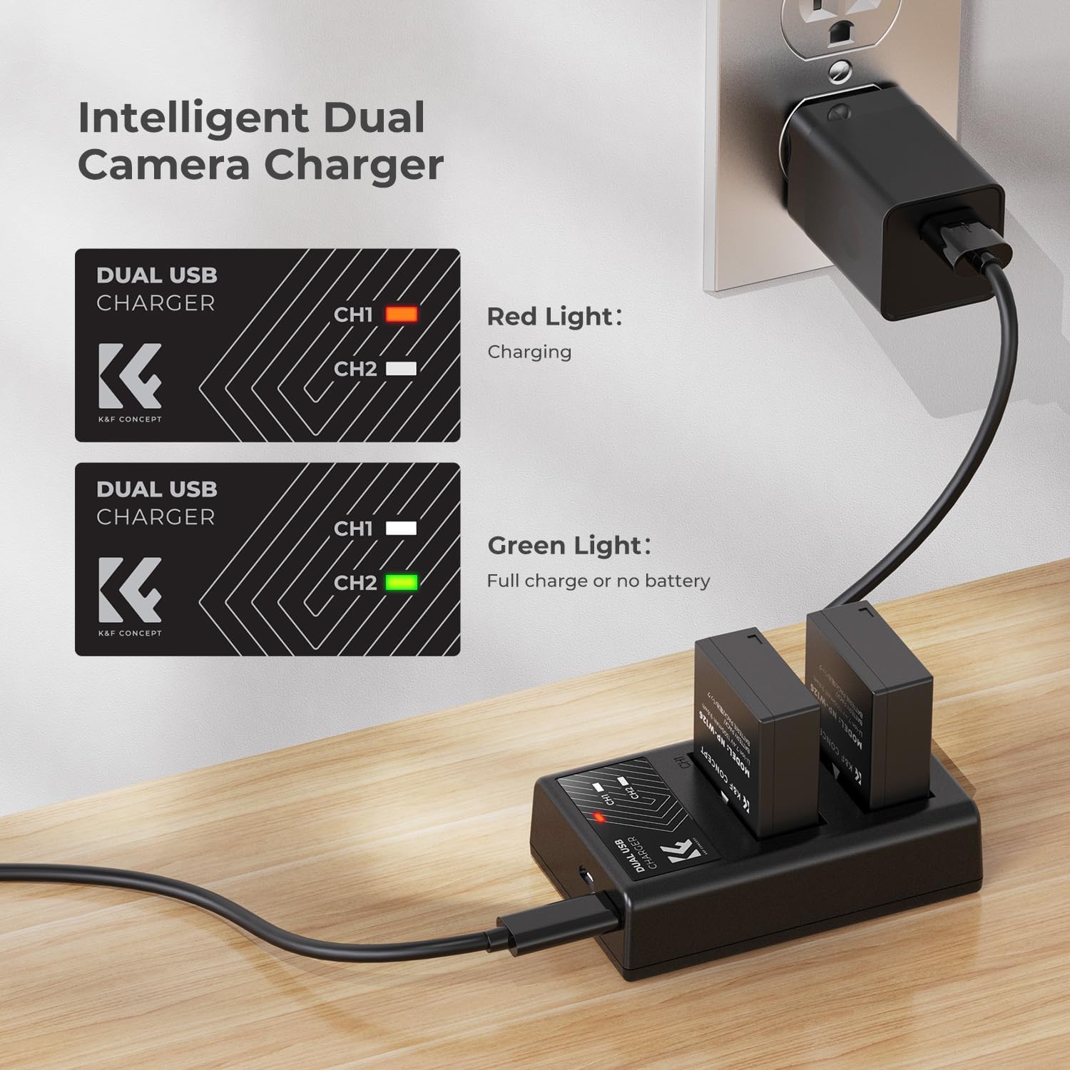 K&F Concept NP-W126 NP-W126S Battery and Dual Charger for Fujifilm Batteries Compatible with Fujifilm X100VI, X-T3, X-T2, X-T1, X-Pro2 Cameras-5