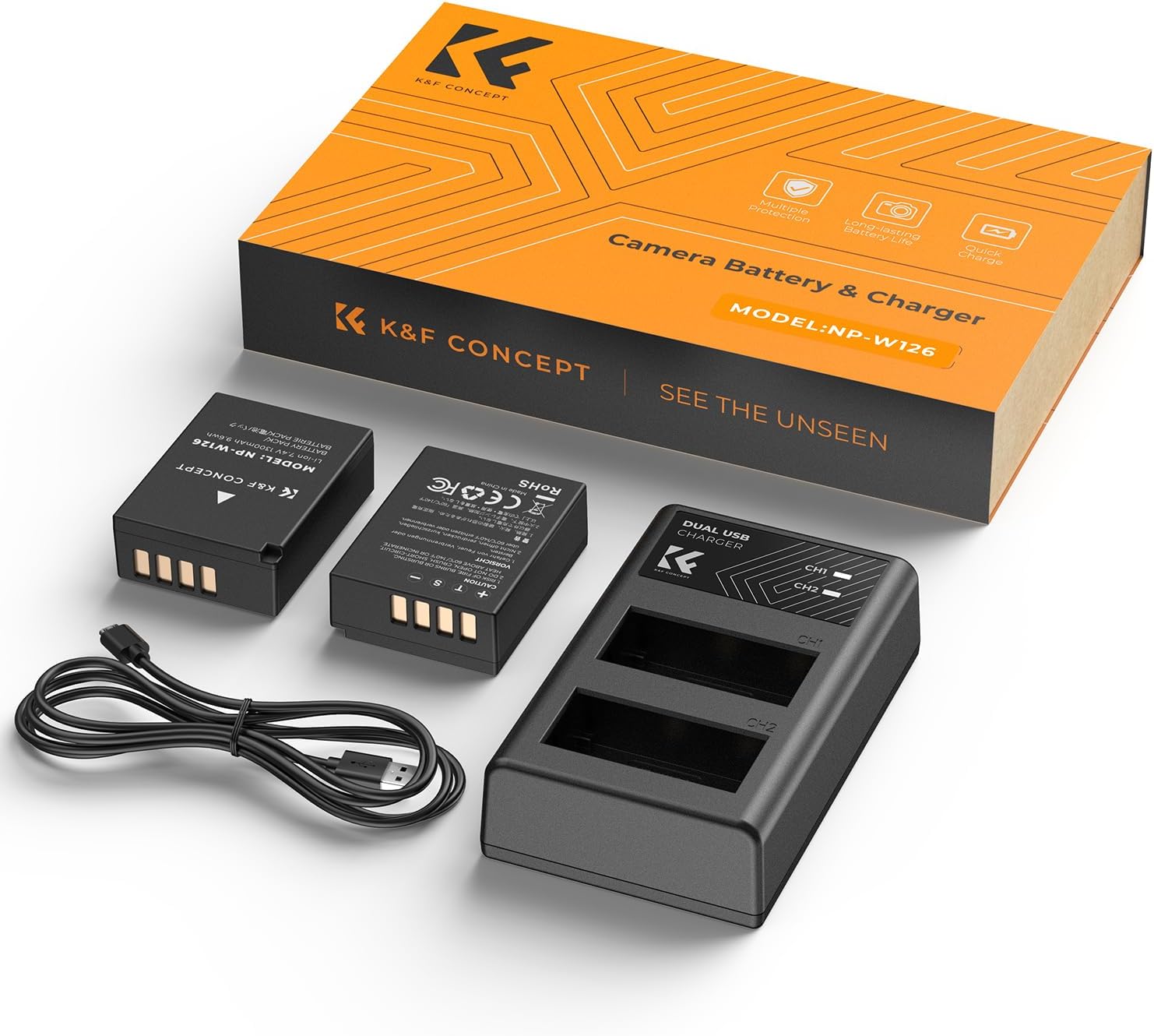 K&F Concept NP-W126 NP-W126S Battery and Dual Charger for Fujifilm Batteries Compatible with Fujifilm X100VI, X-T3, X-T2, X-T1, X-Pro2 Cameras-7