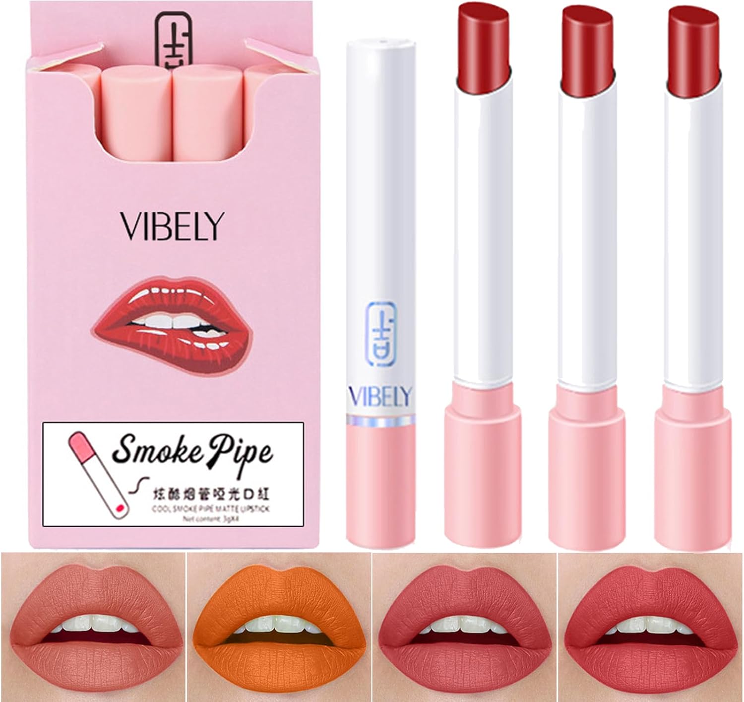 Lipstick Sets For Women, 4 Colors Matte Lipstick Set,Lipsticks For Women Long Lasting, Waterproof Lip Gloss High Pigmented Velvet Lipstick Lip Makeup Gift-0