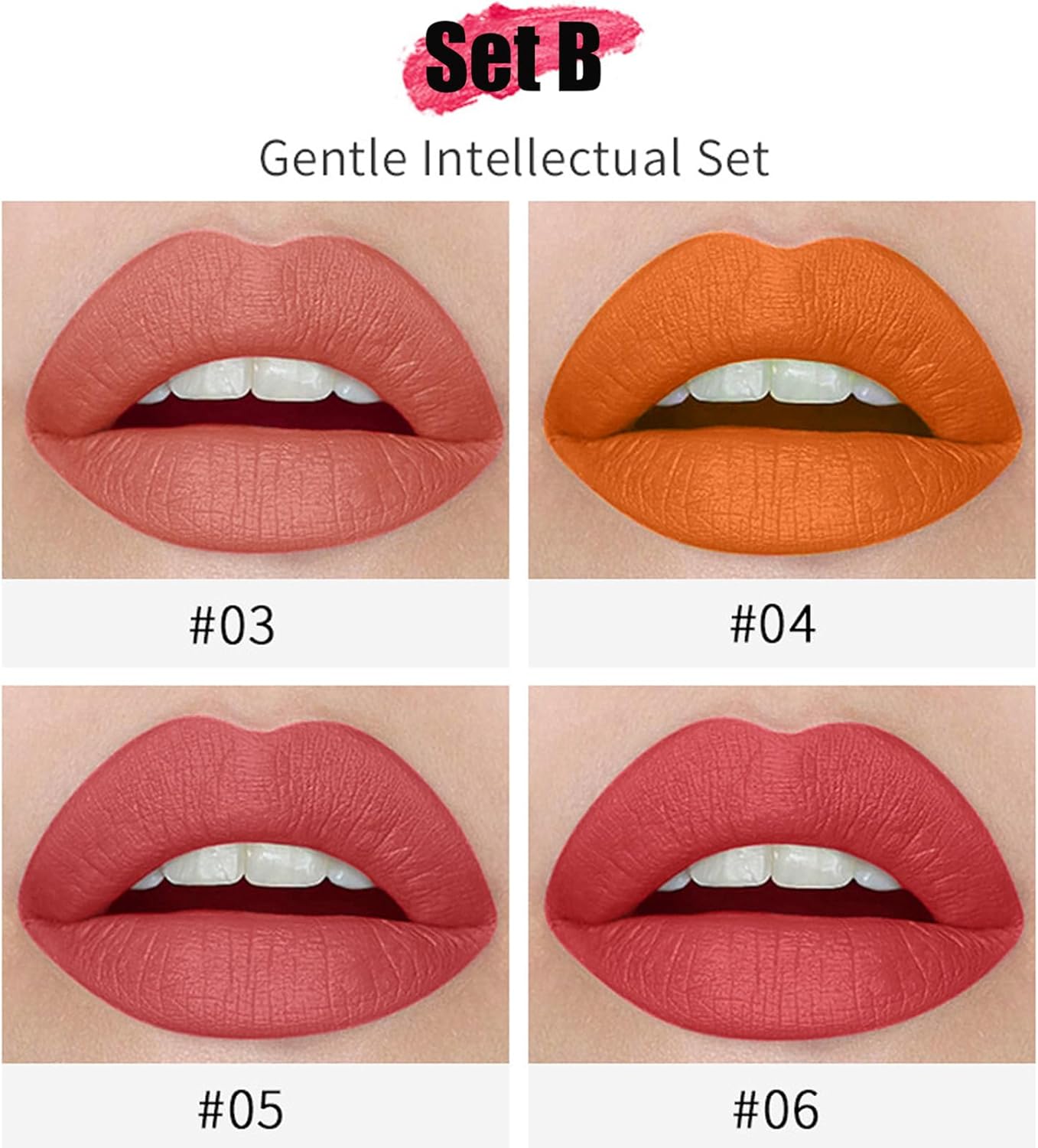 Lipstick Sets For Women, 4 Colors Matte Lipstick Set,Lipsticks For Women Long Lasting, Waterproof Lip Gloss High Pigmented Velvet Lipstick Lip Makeup Gift-3