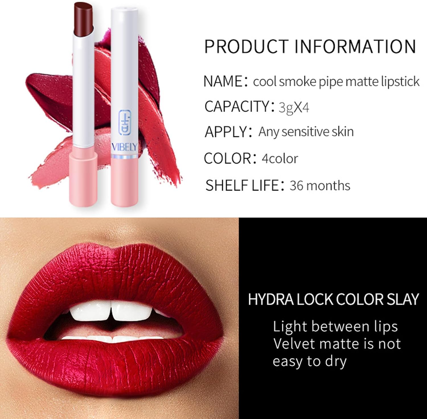 Lipstick Sets For Women, 4 Colors Matte Lipstick Set,Lipsticks For Women Long Lasting, Waterproof Lip Gloss High Pigmented Velvet Lipstick Lip Makeup Gift-4