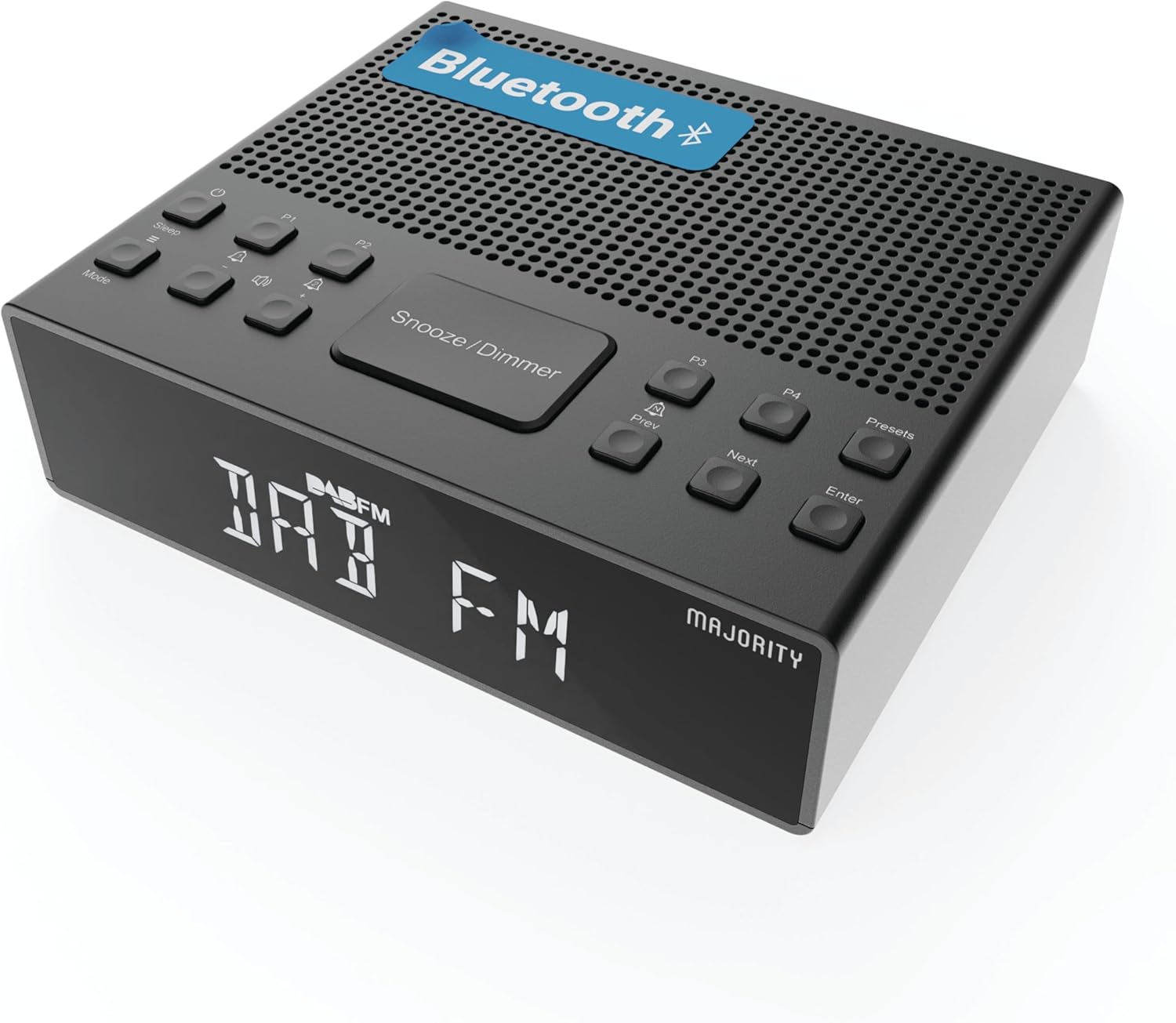 MAJORITY Knapwell | Bluetooth DAB, DAB+ Clock Radio | Bedside Radio with Dual Alarm, Snooze Function, Large Dimmable Display| High Fidelity Speakers, USB Charging | FM, Headphone Jack-0