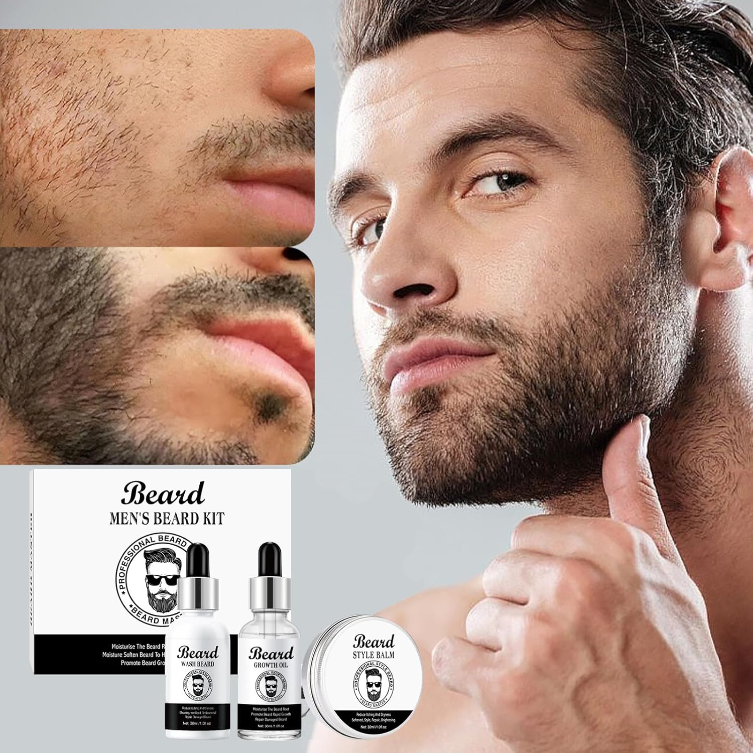 Beard Grooming Kit For Men-Beard Growth Kit-Beard Kit With Beard Shampoo,Beard Growth Oil,Beard Balm-Gift Sets For Men-Beard Care Kit For Men-Birthday Gifts For Him/Dad/Husband/Boyfriend-3