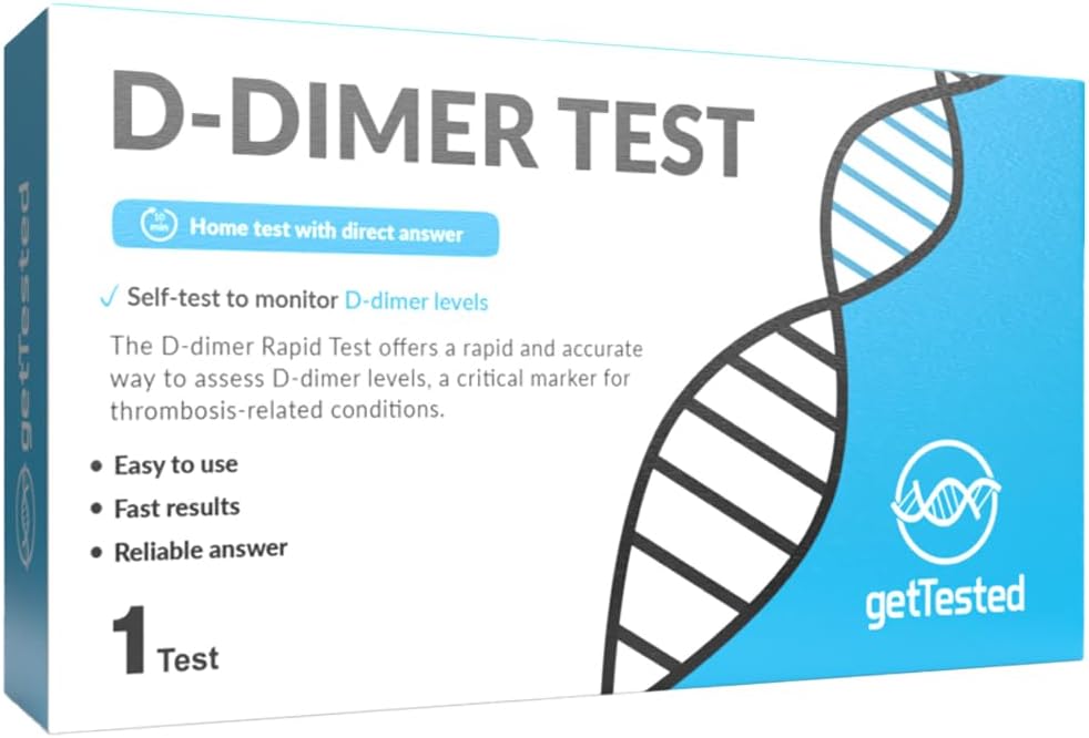 GetTested at Home D-dimer Test (1 Test) a Critical Marker for Thrombosis-Related Conditions, specifically Blood Clots.-0