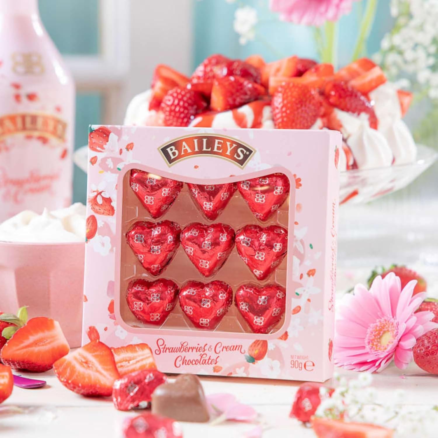 Chocolate Gifts Baileys Strawberry and Cream Hearts Milk Chocolate Fruity Taste 90g Gift Box. Great Small Gift for Birthday, Mother's Day, Father’s Day, Valentines, Date Nights, Thinking Of You-3