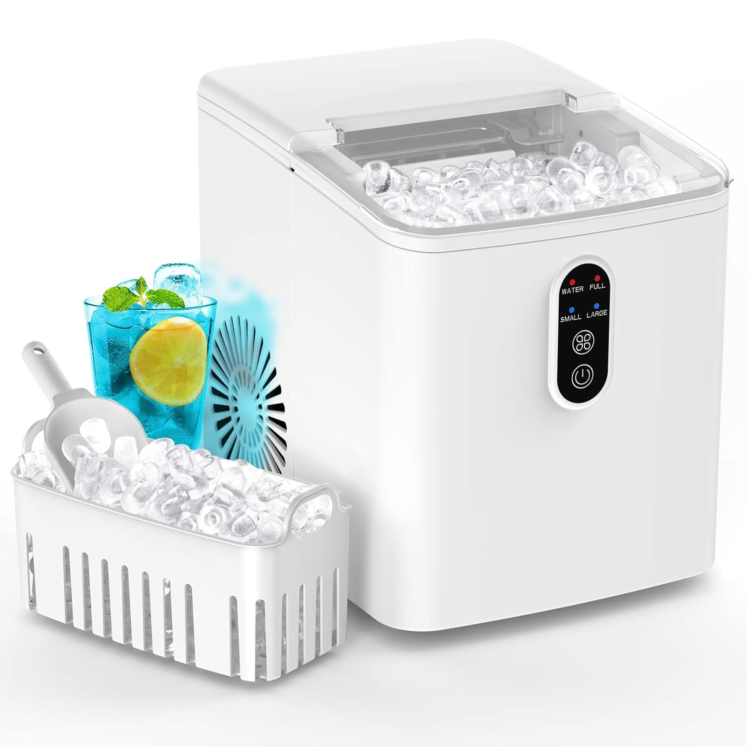 Ice Maker Machine,Ice Cube Maker 12KG in 24Hrs,2 Size S/L 9 Cubes Ready in 6 Mins,Countertop Ice Maker with Ice Scoop and Basket,Self-Cleaning Ice Machine for Home Kitchen Office Camping Party Bar-0