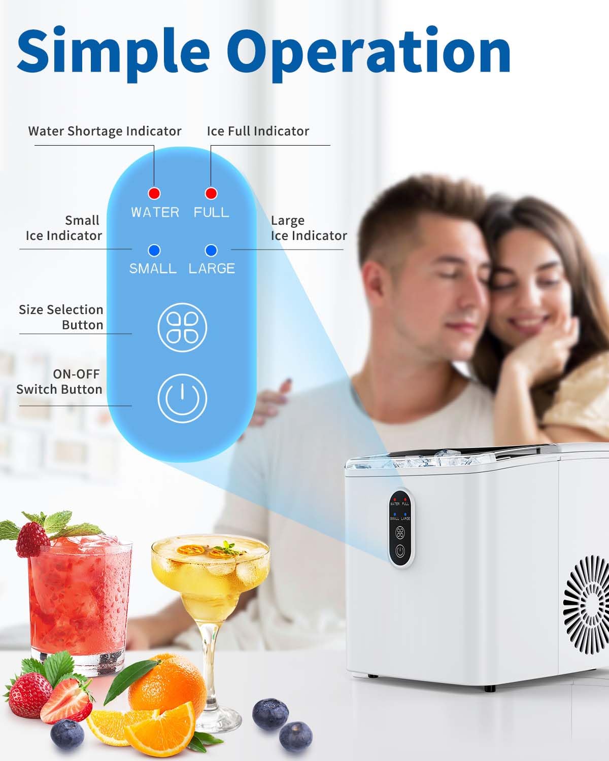 Ice Maker Machine,Ice Cube Maker 12KG in 24Hrs,2 Size S/L 9 Cubes Ready in 6 Mins,Countertop Ice Maker with Ice Scoop and Basket,Self-Cleaning Ice Machine for Home Kitchen Office Camping Party Bar-4