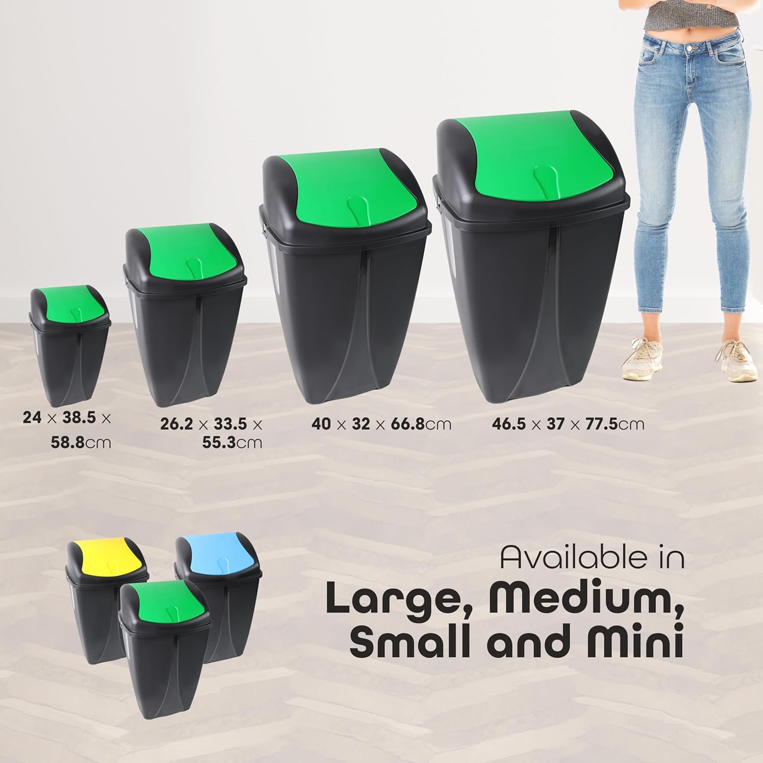 DIVCHI Plastic Flip Top Waste Bin - Removable Swing Lid Garbage Rubbish Kitchen Dustbins | Recycle Recycling Trash Can | Refused Bins For Home Bathroom Office Set Of 3 (Mini, 10L)-4