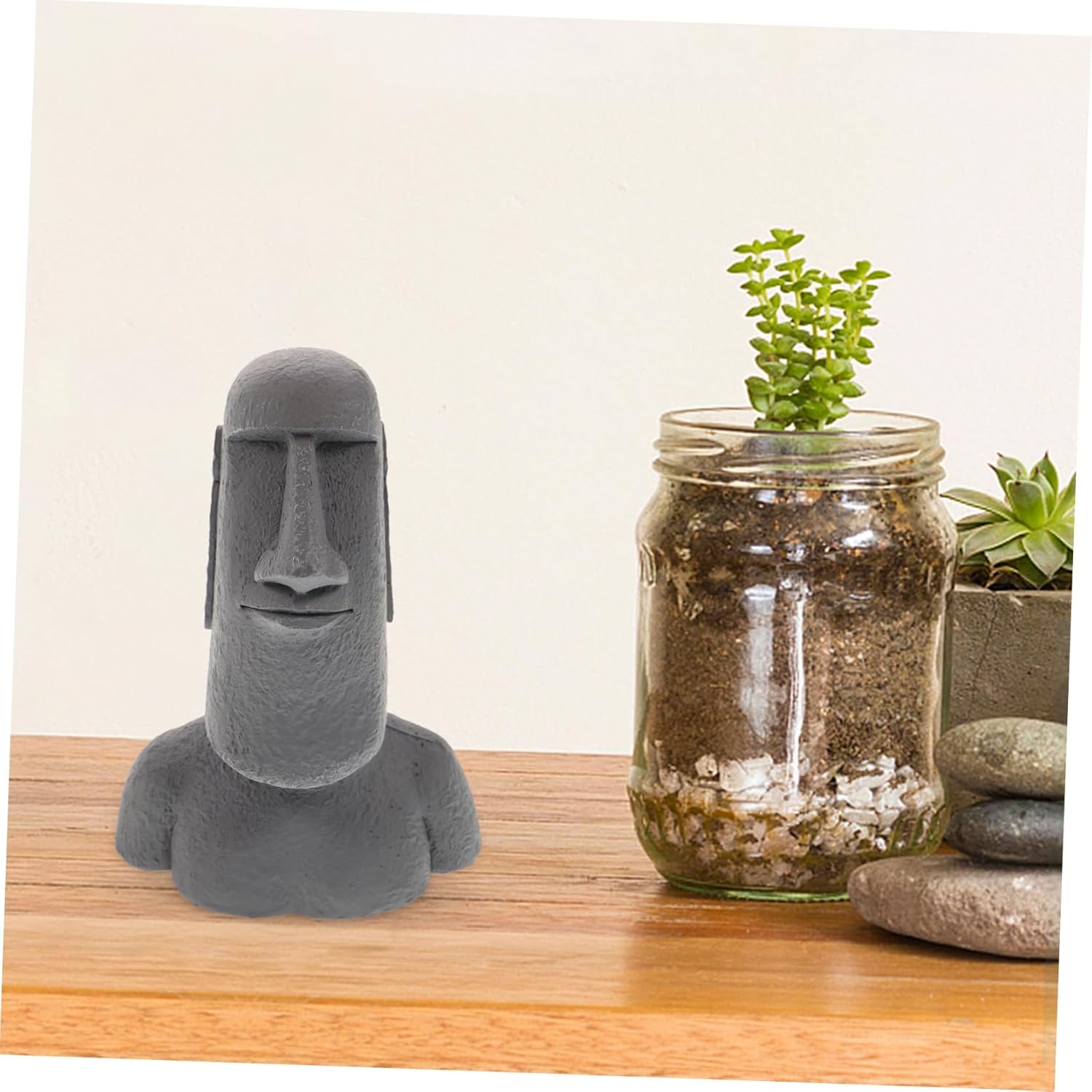 Milisten Easter Island Ahu Akivi Moai Monolith Statue Resin Easter Island Head Figurine Mini Moai Garden Sculpture Funny Ornaments Easter Party Supplies for Lawn-1