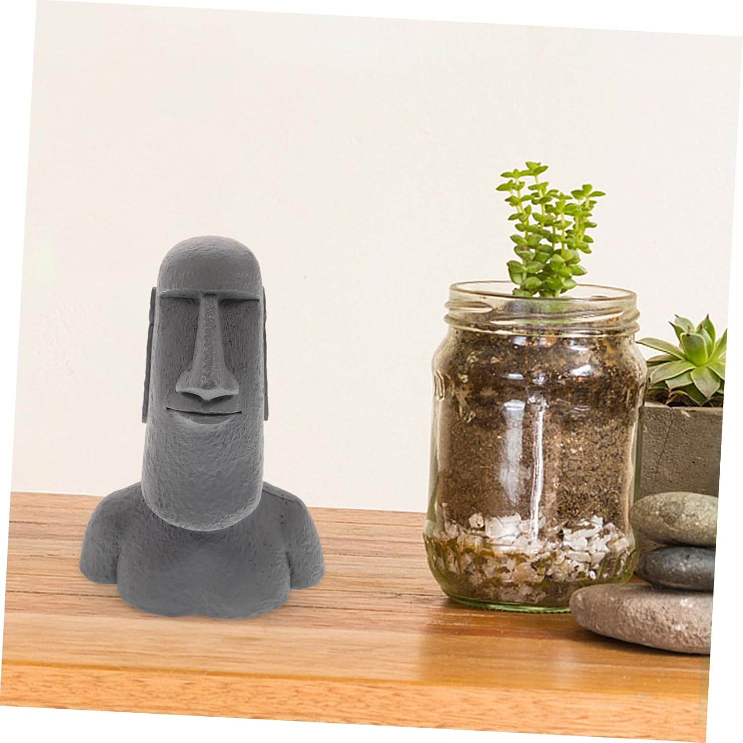 Milisten Easter Island Ahu Akivi Moai Monolith Statue Resin Easter Island Head Figurine Mini Moai Garden Sculpture Funny Ornaments Easter Party Supplies for Lawn-2