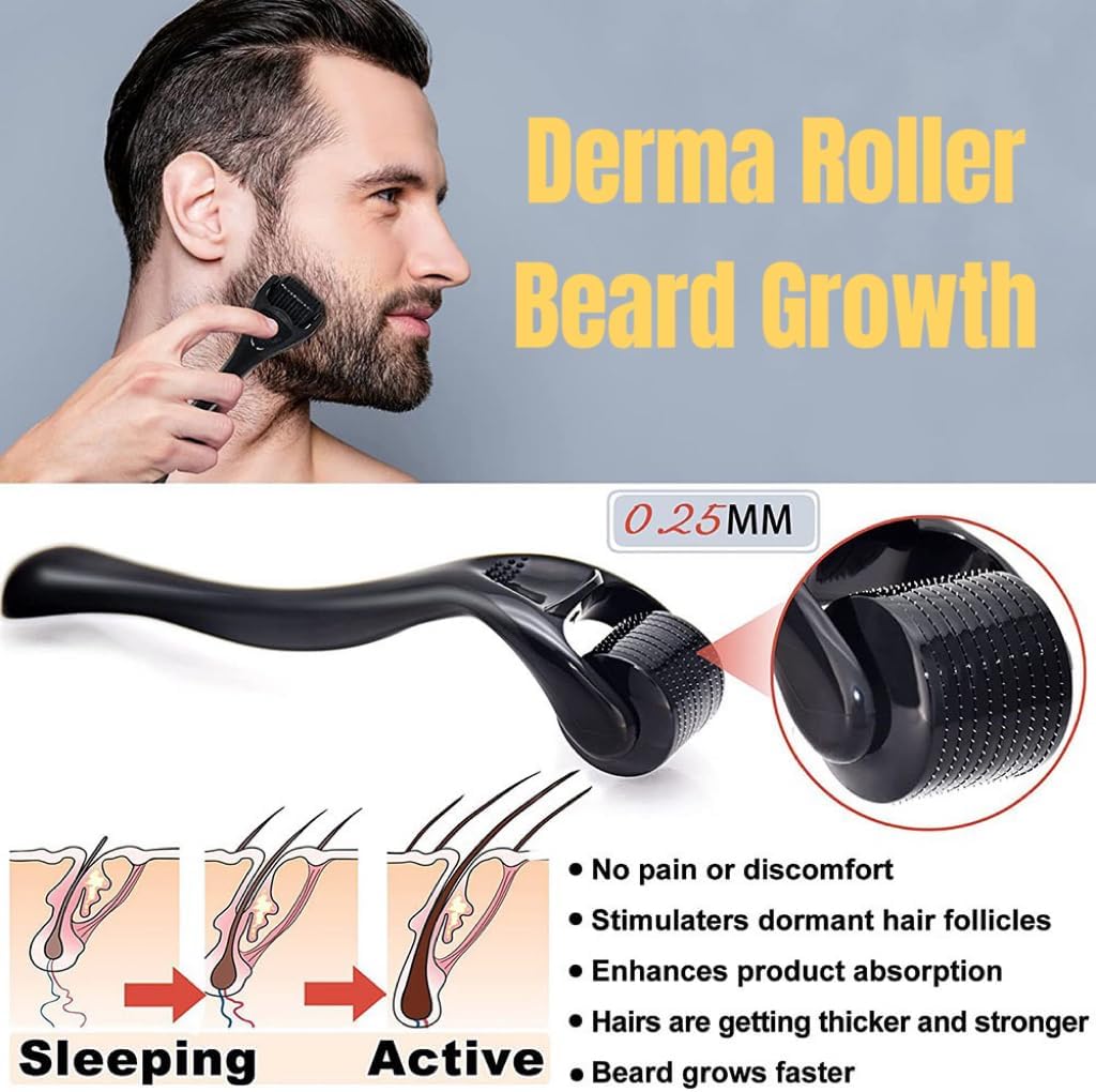 Beard Growth Kit-With Beard Derma Roller For Growth & Natural Ingredients Beard Growth Serum-Beard Grooming Kit For Men-Beard Kit For for Beard Rapid Growth and Thickening -Gifts For Men Dad Father-3