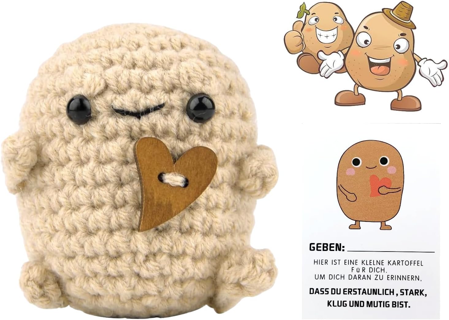 Leogony Potato Crochet Toy, Cute Potato Plush Gift, Potato Doll with Card-0