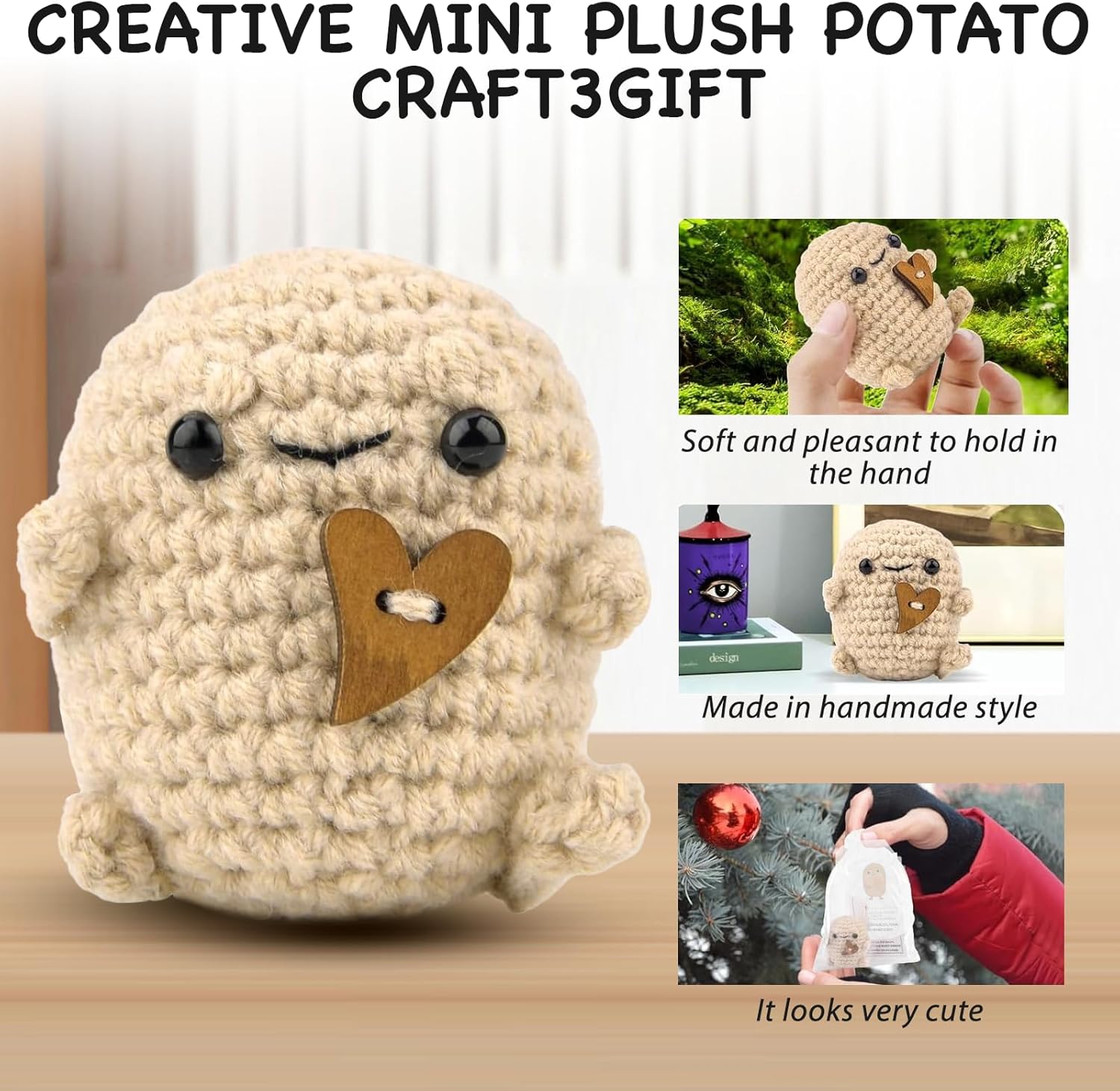 Leogony Potato Crochet Toy, Cute Potato Plush Gift, Potato Doll with Card-4