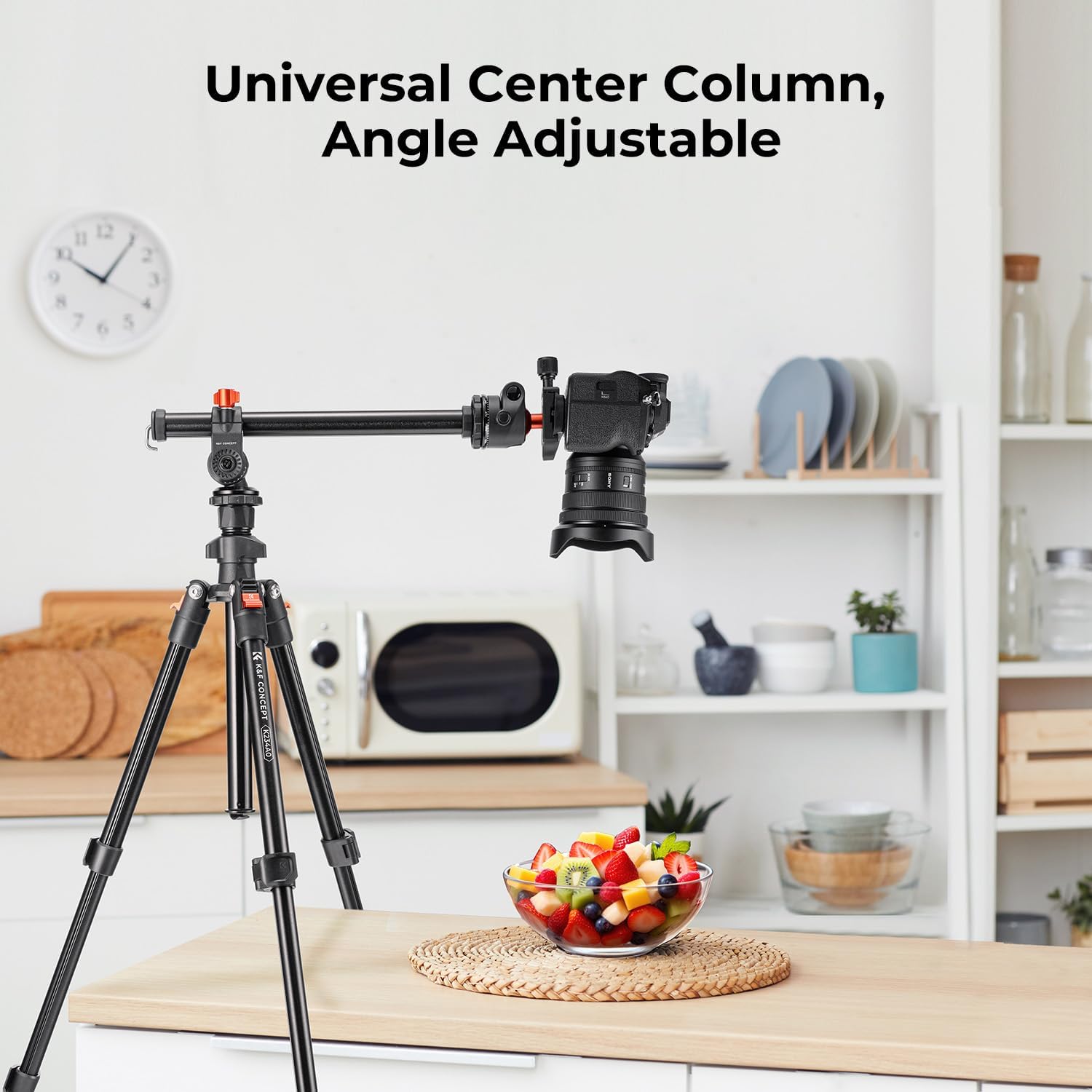 K&F Concept 76 inch Camera Tripod with Rotatable Multi-Angle Center Column,Lightweight Travel Outdoor DSLR Tripods with 360 Degree Ball Head Load Capacity 8kg/17.6lbs, Cellphone Clips for Smartphone-2