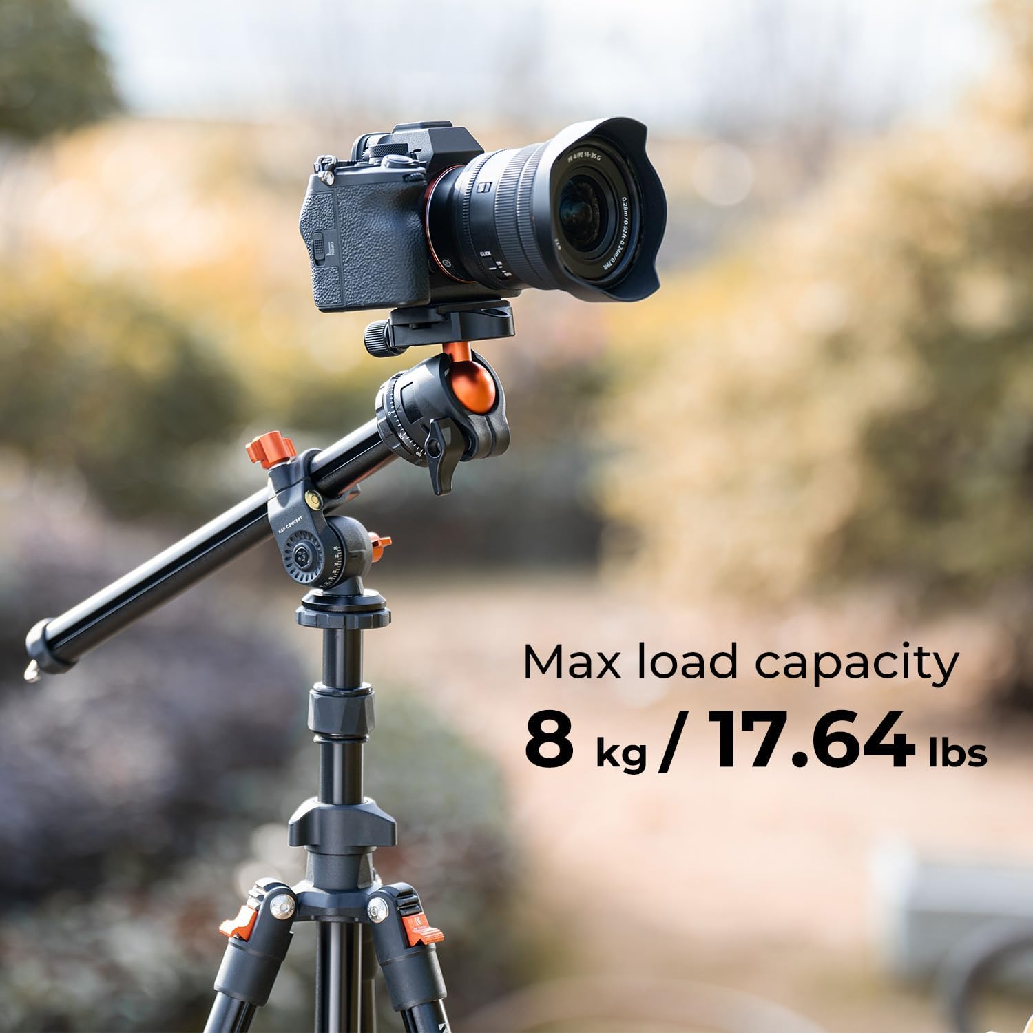 K&F Concept 76 inch Camera Tripod with Rotatable Multi-Angle Center Column,Lightweight Travel Outdoor DSLR Tripods with 360 Degree Ball Head Load Capacity 8kg/17.6lbs, Cellphone Clips for Smartphone-3