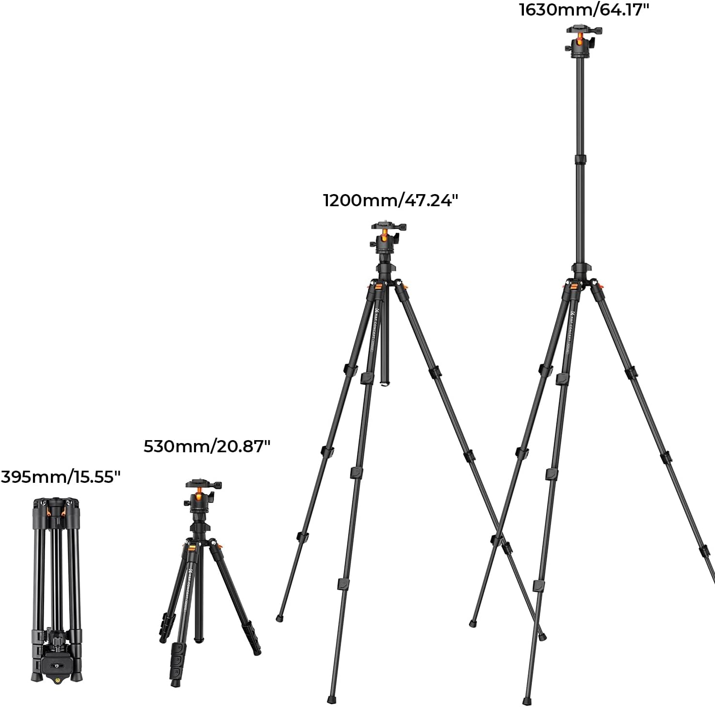 K&F Concept 76 inch Camera Tripod with Rotatable Multi-Angle Center Column,Lightweight Travel Outdoor DSLR Tripods with 360 Degree Ball Head Load Capacity 8kg/17.6lbs, Cellphone Clips for Smartphone-6