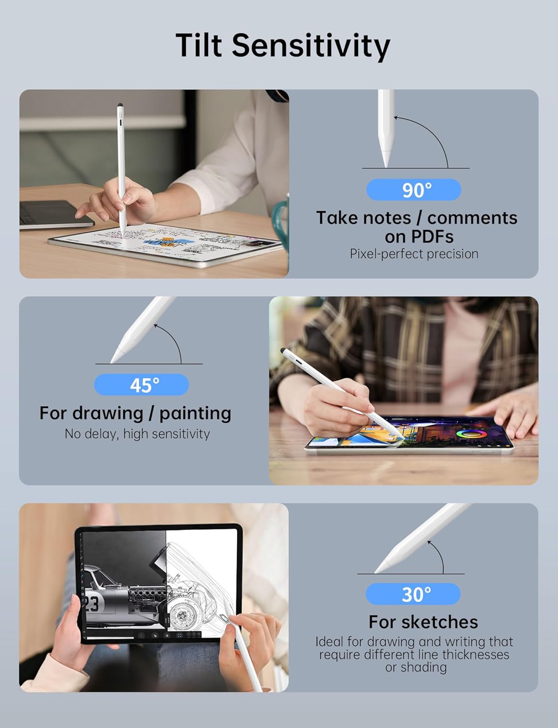 MEKO iPad Apple Pencil 9th&10th Generation, iPad Pencil with 13 Mins Fast Charging, Palm Rejection, Tilt Sensitivity Compatible with iPad Pro11"/12.9"/13", iPad Air3-5/11"/13", iPad Mini5/6, iPad6-10-6