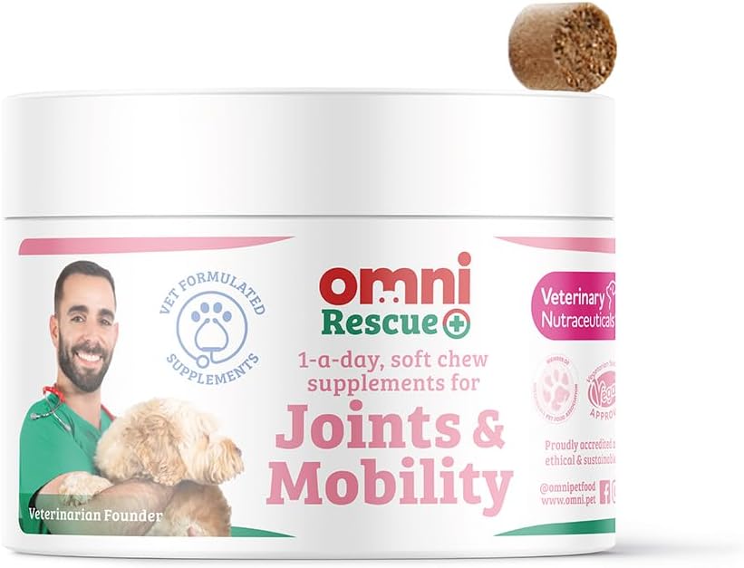 Omni Joint Supplements for Dogs - One-a-Day Dog Chew for Joints and Mobility - Vet Grade Potency with Hyaluronic Acid, Glucosamine and Chondroitin, Omega 3, Vitamin C, 30 Servings, Medium Dog 15-30 Kg-0