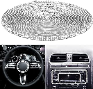 Amabro Bling Car Trim Self-Adhesive, Rhinestone Car Trim Strips Line Molding Stickers for Car Dashboard Decoration Glitter Car Interior Exterior Accessories 16.4 Ft(White)