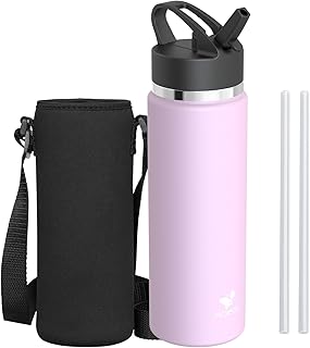 AORIN Stainless Steel Water Bottle - 500ml/750ml/1L - BPA Free & Leakproof - Insulated Water Bottle with Straw - Portable Metal Drinking Bottle - Vacuum Flasks for Fitness, Gym, Travel, Sport