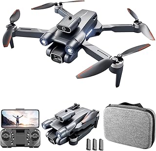 Goolsky Quadcopter with Camera LS-S1S 4K Dual WIFI 2.4G Brushless 6-Axis Gyro Optical Flow Positioning, Gesture Photography, Obstacle Avoidance, Trajectory Flight, Headless Mode Foldable 3 Battery