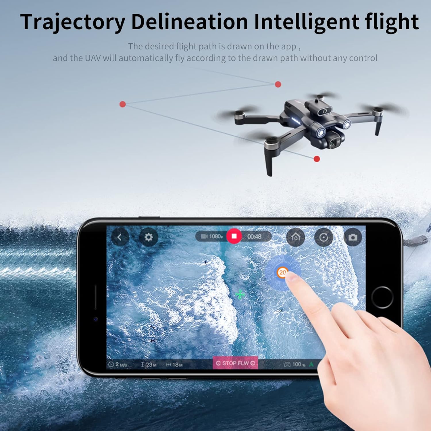 Goolsky Quadcopter with Camera LS-S1S 4K Dual WIFI 2.4G Brushless 6-Axis Gyro Optical Flow Positioning, Gesture Photography, Obstacle Avoidance, Trajectory Flight, Headless Mode Foldable 3 Battery-6