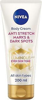 NIVEA Luminous 630 Anti Stretch Marks & Dark Spots Body Cream (200ml), 48-Hour Moisturising Cream Reduces Stretch Marks, Sun Blemishes and Pigment Spots