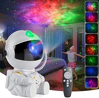 Astronaut Galaxy Projector, Star Projector Night Light with 360° Adjustable/Remote Control/Timer Compatible, LED Nebula Spaceman Light Projector for Kids Bedroom Home Theatre Gifts Room Decor, White